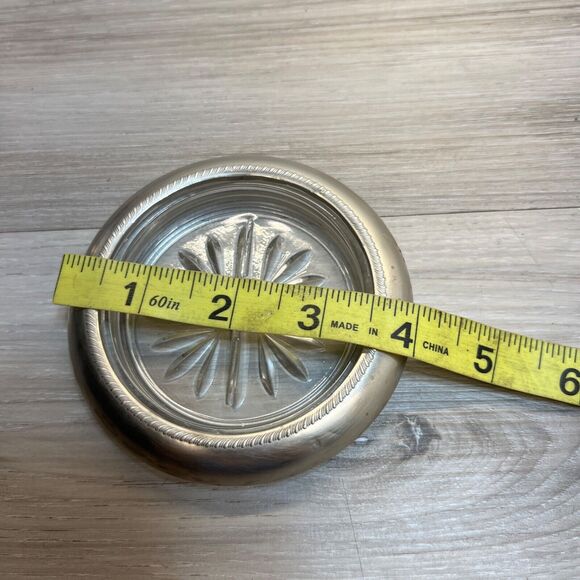 FB Rogers Bros. Rim Cut Glass Coaster Geometric Rope Edge x3 - Picture 9 of 11